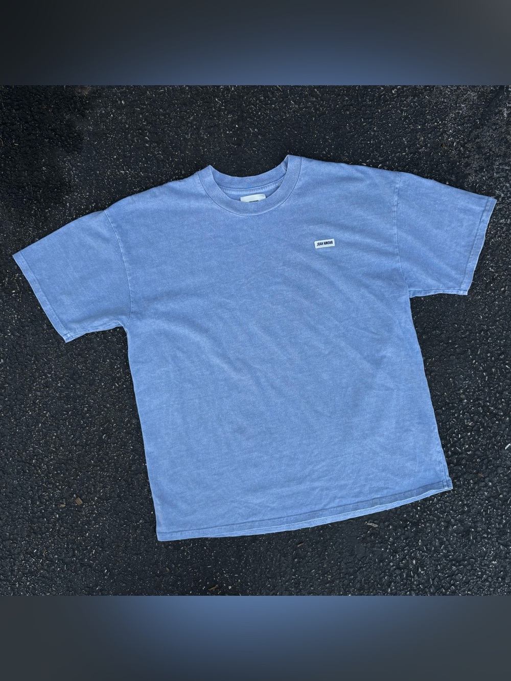 Joah Brown T-Shirt Womens M/L Blue Mineral Wash Oversized Logo Tee USA Made